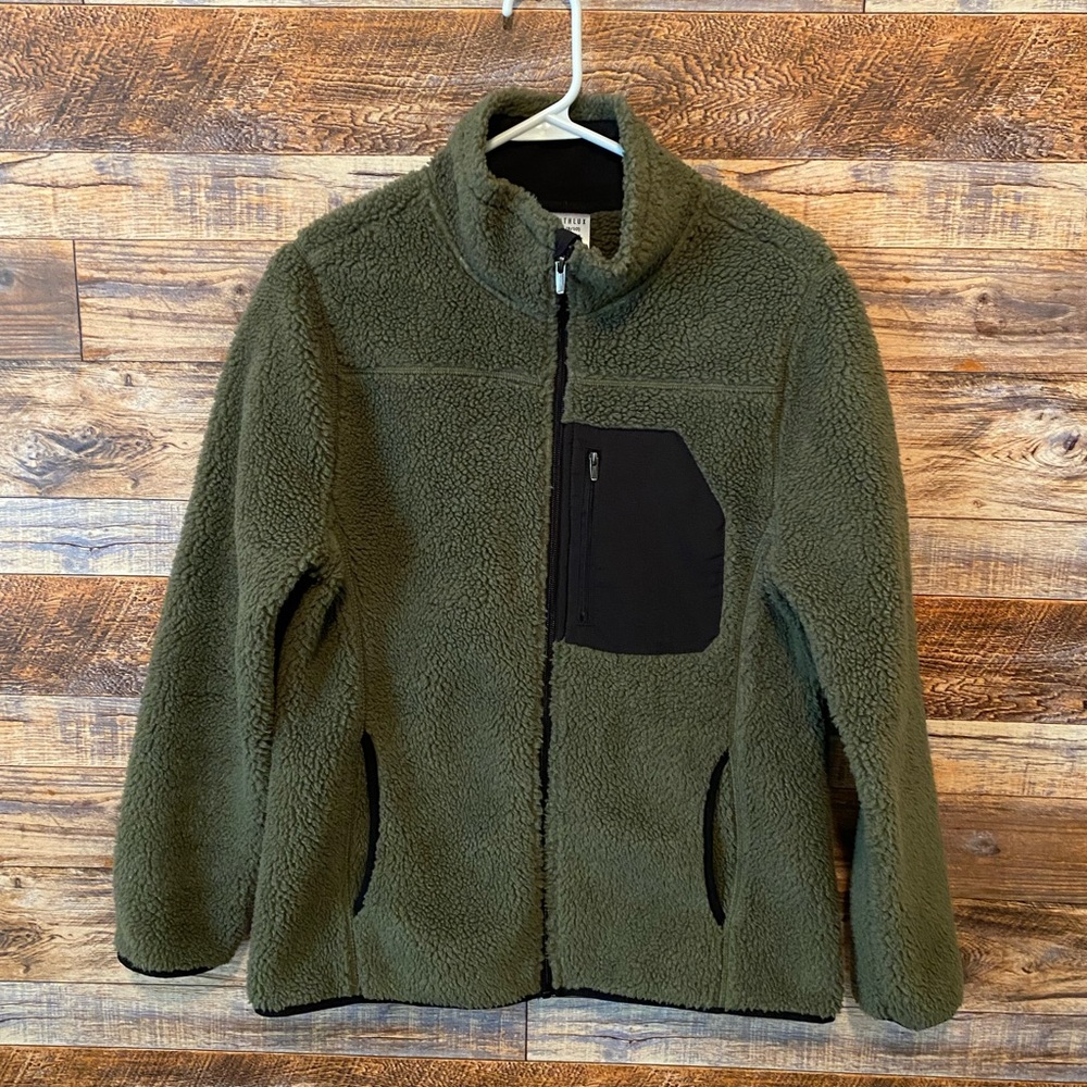 Womens Olive Green Sherpa Jacket Size M